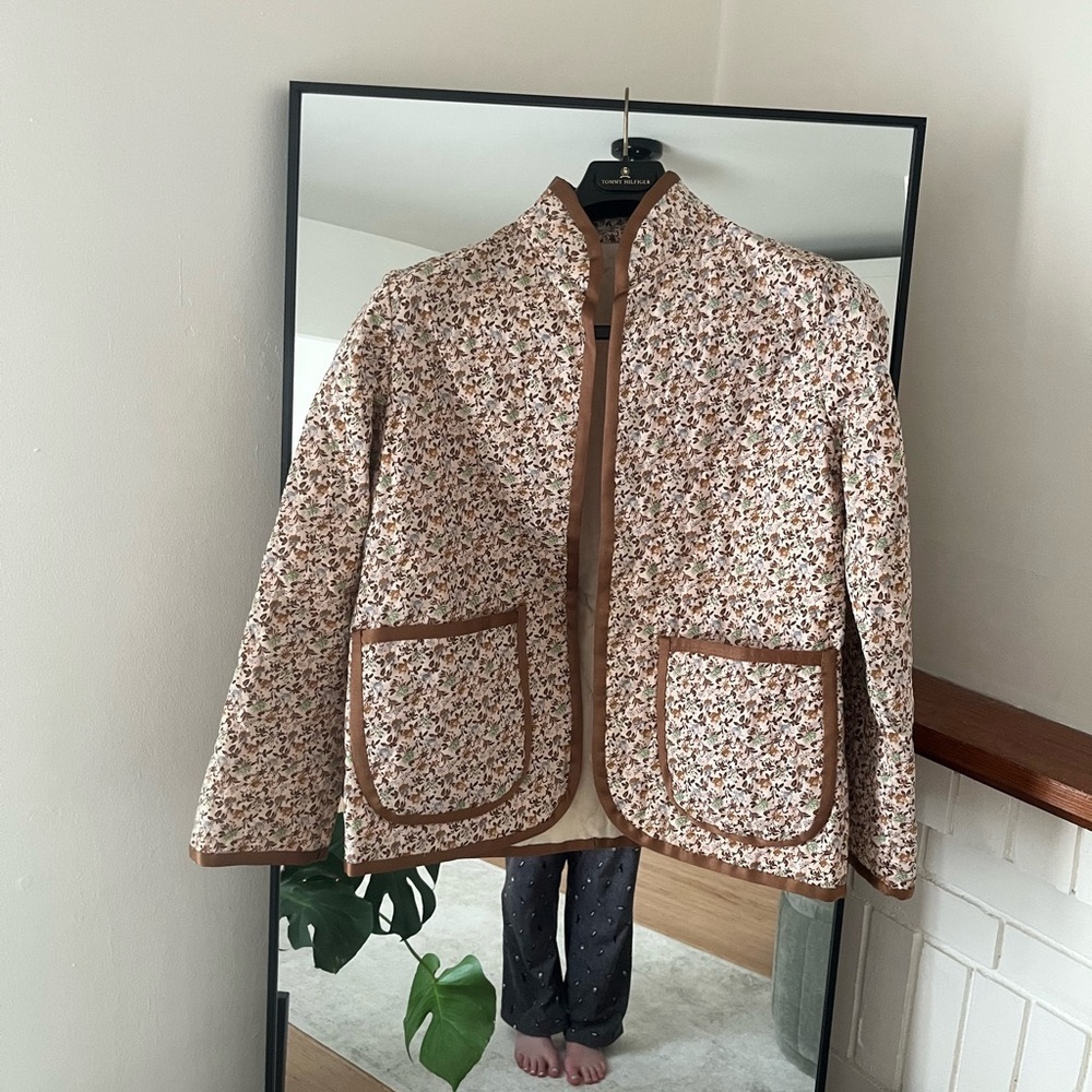 Handmade - Floral Women's Jacket with Brown Trim